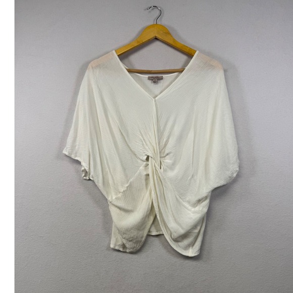 Remixmess Twist Front Blouse Womens Small White Rayon Gauze Dolman RM20F318 - Picture 1 of 6